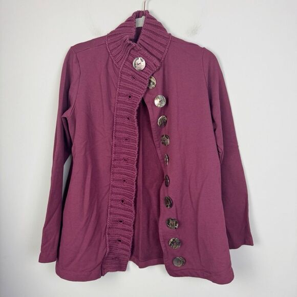 NEON BUDDHA | Maroon Button-Up Cardigan Women’s Size Small - Picture 1 of 7